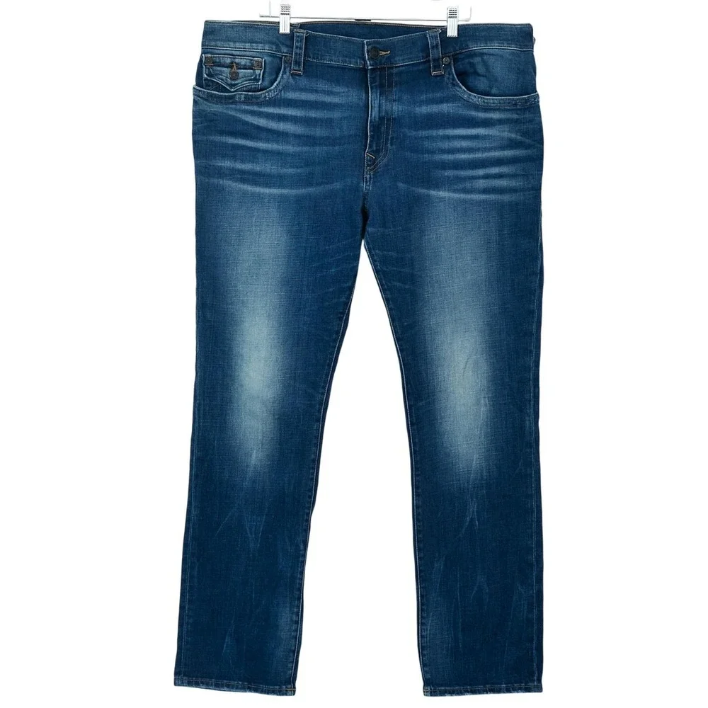 True Religion Jeans Mens 44 Fits 42X32 Ricky Relaxed Straight Flap Pocket Denim